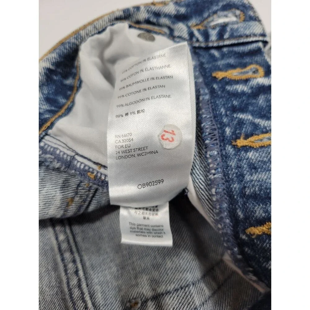 We The Free People Stella Jeans Women 26 Blue AcidWash Skinny Button Fly Raw Hem